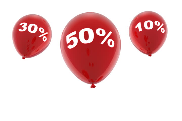 Concept of discount with balloons, seamlessly loopable