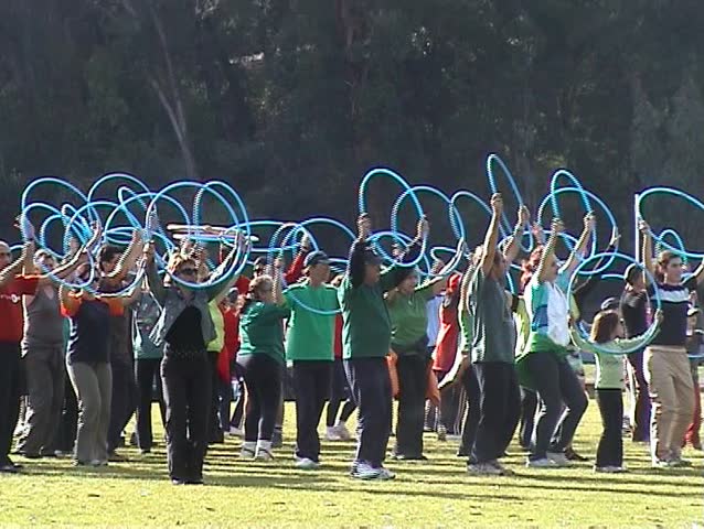 People in outdoor rhythmic gymnastics