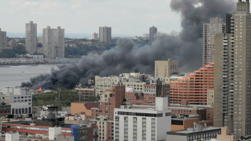 Building on Fire (with helicopter)