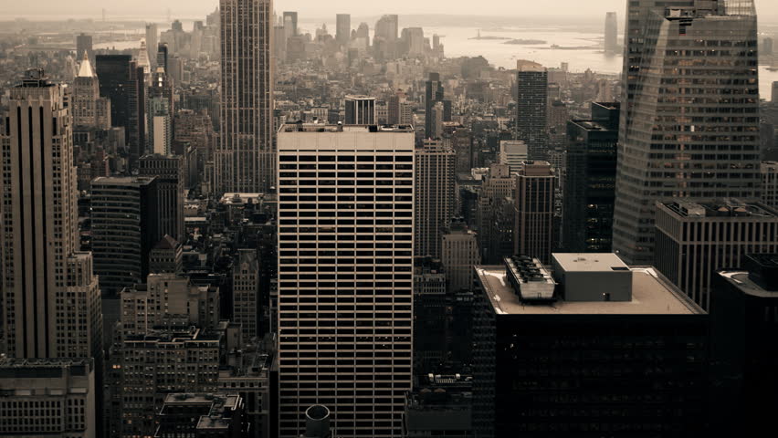 Two missiles flying towards New York City Manhattan skyline / HD1080 / 30fps