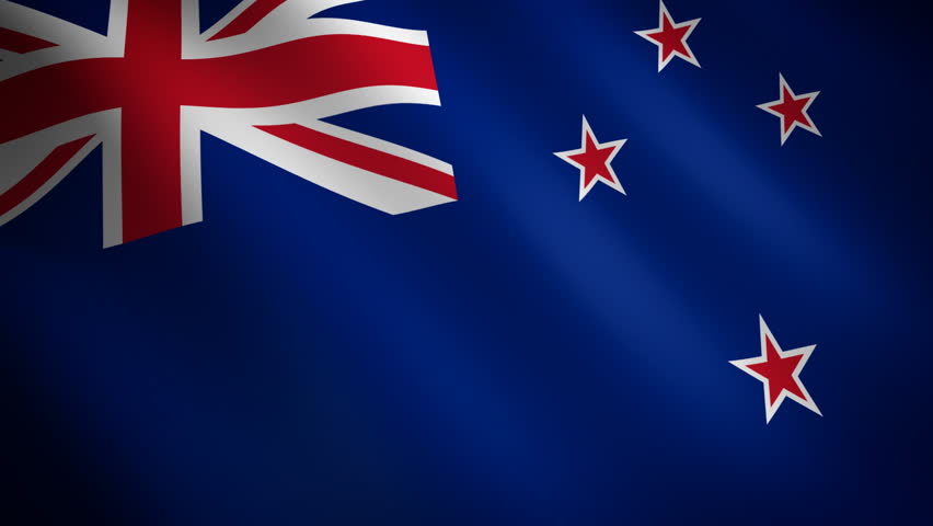 New Zealand looping flag waving in the wind