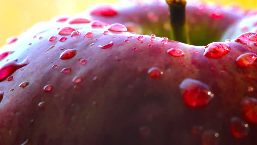HD Rotating red apple macro close-up