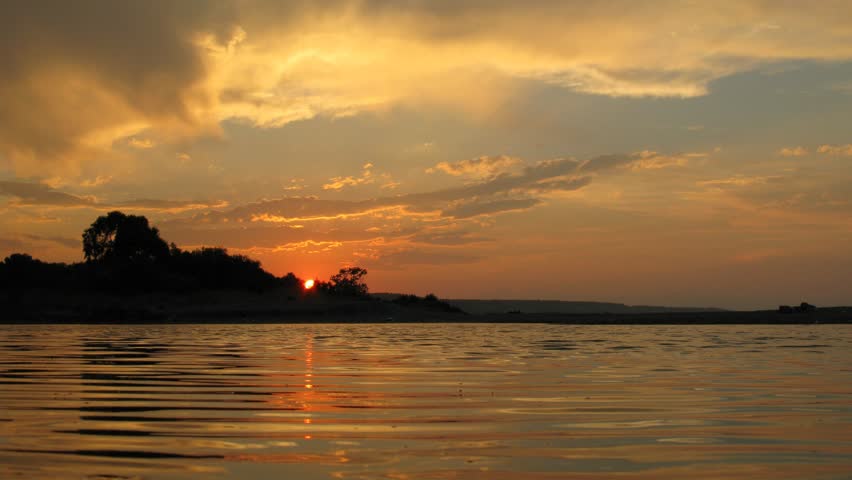 Sunset at sea. Time lapse.