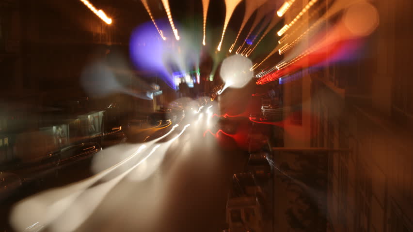 long exposure effect to capture light streaks on moving traffic in marseille at night