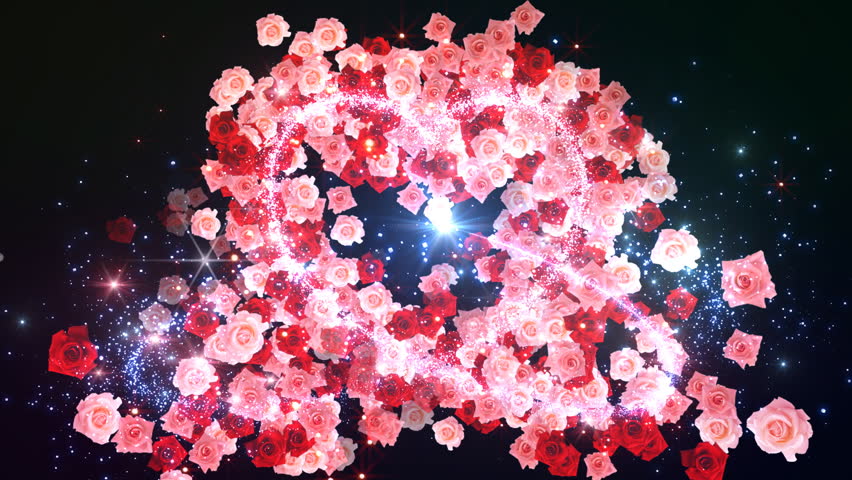 Colorful Sparkling Heart with Rose.