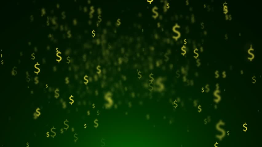 Golden Dollar Signs Raining Down On A Green Background ...