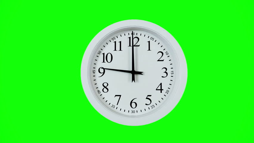 Clock Time Lapse On Green Screen Background, 12 Hours Over 1 Minute 