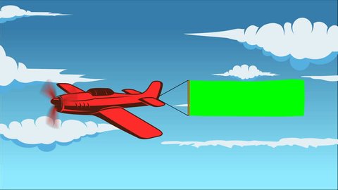 Animation Of Cartoon Airplane Towing Stockvideos Filmmaterial