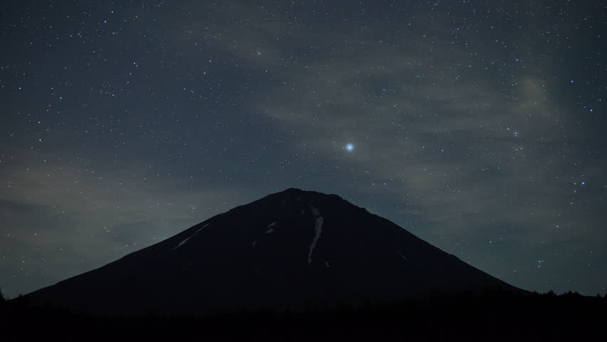 mt fuji and stars at night vertical format video captured from the stars format