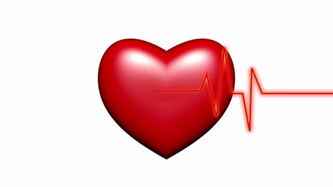 4k Heart beat cardiogram with red heart background,heart monitor EKG electrocardiogram pulse.