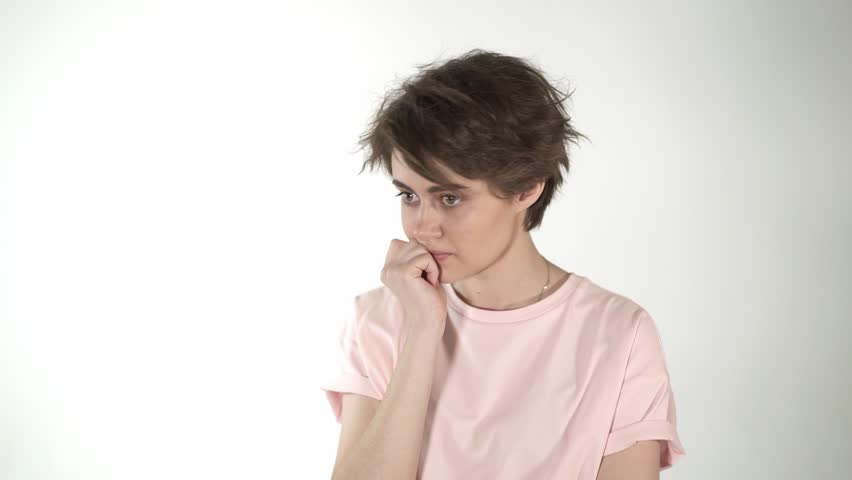 4k00 11beautiful Teenage Girl With Short Brown Hair Wearing A Pink T