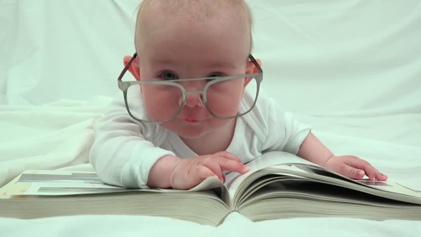 Funny Little Baby With Glasses Stock Footage Video 100 Royalty