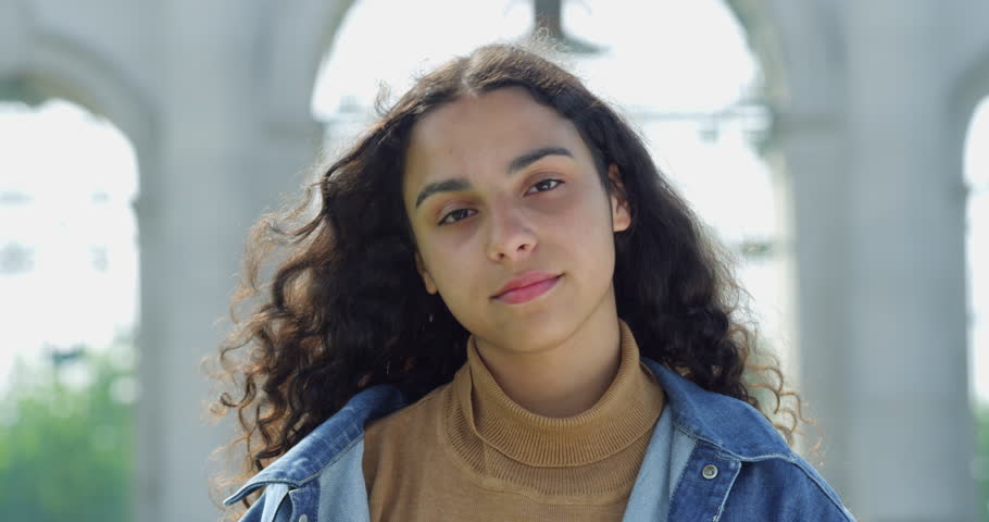 4k00 10close Up Portrait Of Pretty Smiling Young Mixed Race