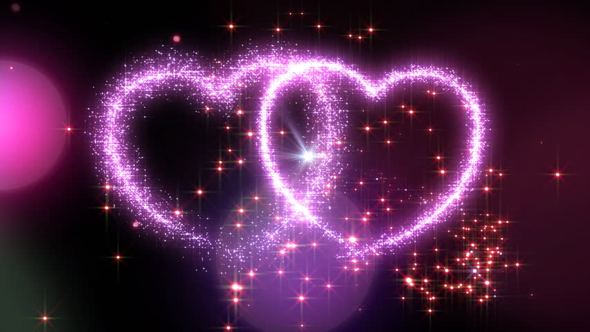 Two Hearts from Sparkles on night sky background.… - Royalty Free Video