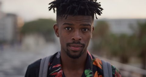 Portrait Happy African American Man Stockvideos Filmmaterial