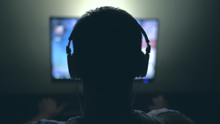 Gamer With Headphones In Dark Stock Footage Video 100 Royalty Free 1013211074 Shutterstock