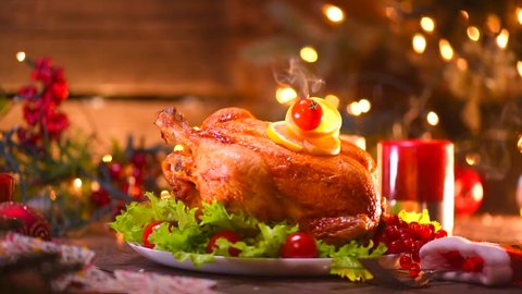 Christmas Roasted Chicken Dinner Winter Stockvideos