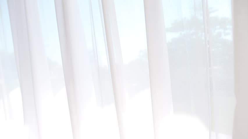 Light Breezy Sheer Curtain Blowing Stock Footage Video 100