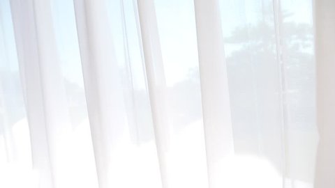 White Transparent Curtains Are Blowing Stock Footage Video 100