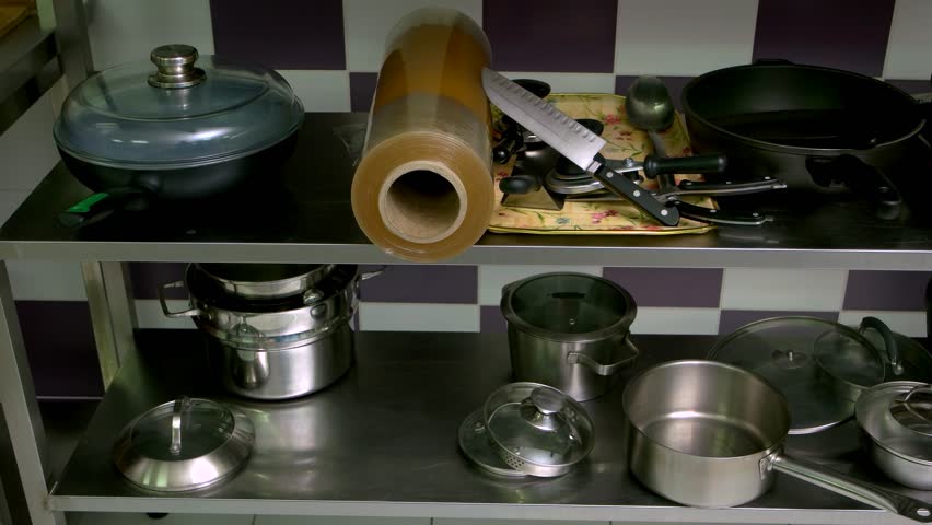 Assorted Essential Kitchen Utensils Stainless Stock Footage Video
