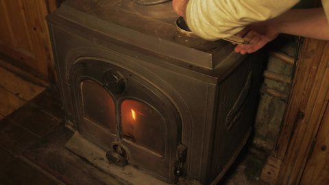 Logs Burning In Vintage Stone Stock Footage 100 Royalty