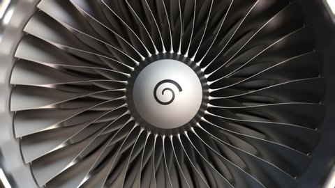 Close Up Turbine Engine Front End Fan Stock Footage Video