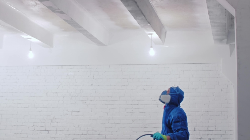 Worker Painting The Ceiling By Stock Footage Video 100 Royalty Free 1032784034 Shutterstock