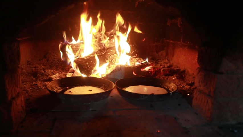 Cooking In The Fireplace Pancakes Stock Footage Video 100