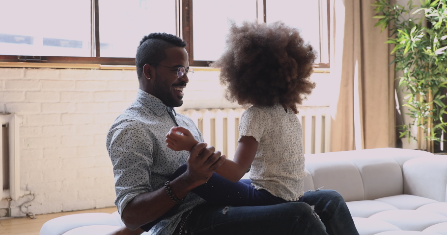 4k00 07happy Family African Dad And Little Funny Kid Daughter