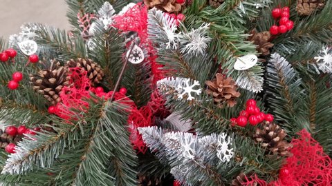 Gold Christmas Tree Lights Decorative Items Stock Video Footage