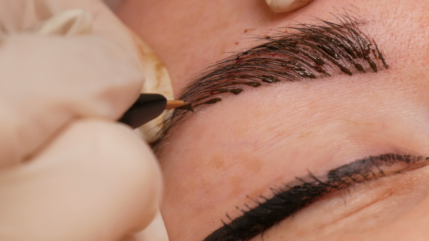 Microblading Eyebrow Tattoo Permanent Makeup Stock Videoer