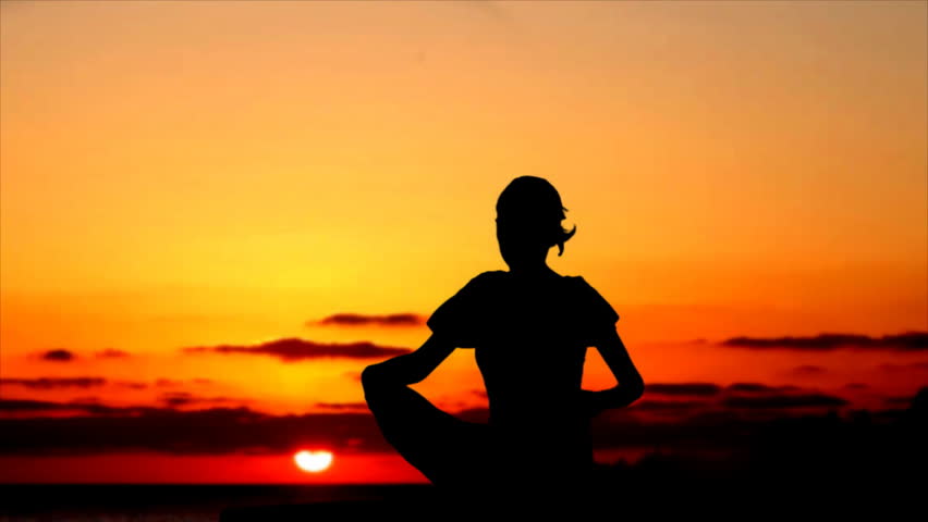 Silhouette of Woman Meditating During Stock Footage Video (100% Royalty ...