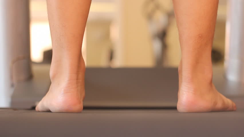 Close Up Of Men S Feet Going Barefoot On The Floor Stock Footage Treadmill Cardio Workout Hd Stock Footage Clip