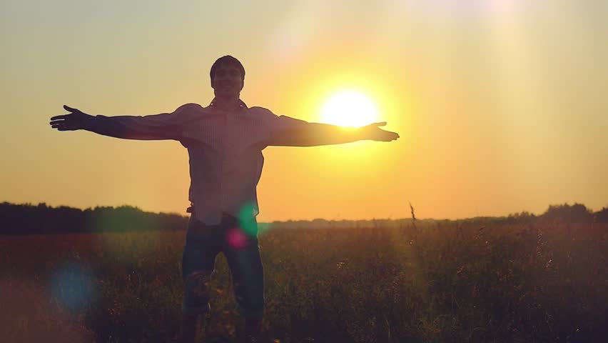 Slowmotion of happy man jumping and clapping in a… - Royalty Free Video