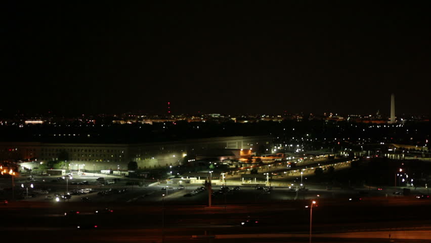 The Pentagon And Busy Highway At Night In Washington DC, USA. Stock ...