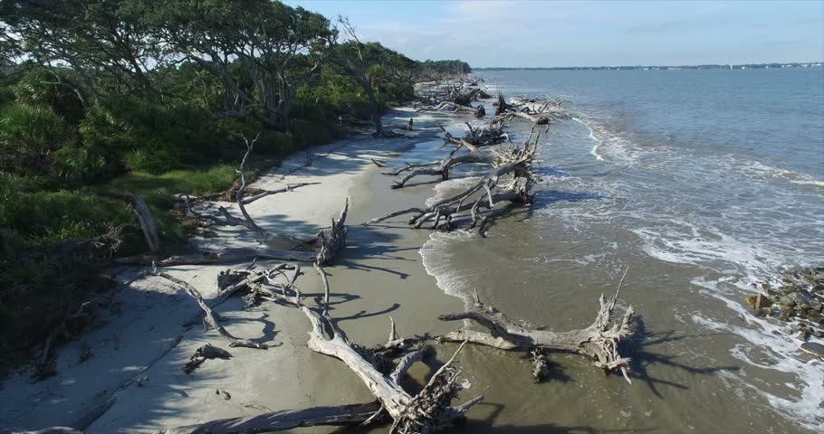 Jekyll Island Driftwood Beach Aerial Stock Footage Video 11913200 ...