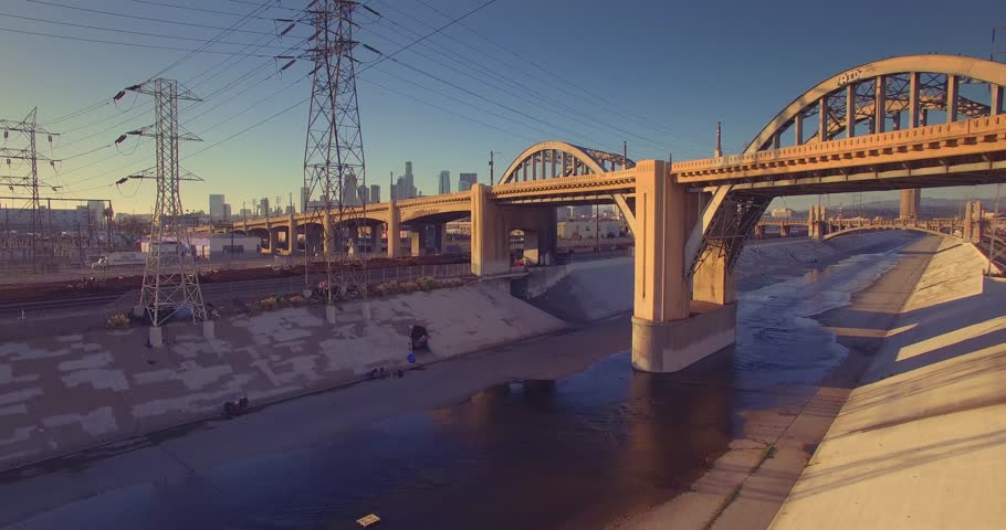 Historic Sixth Street Bridge Over LA River In Downtown Of City Of Los ...