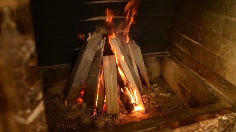 Burning Wood In A Fireplace Stock Footage Video 100 Royalty Free