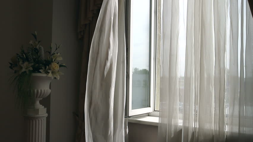 Curtain Fluttering In The Wind Stock Footage Video 100 Royalty