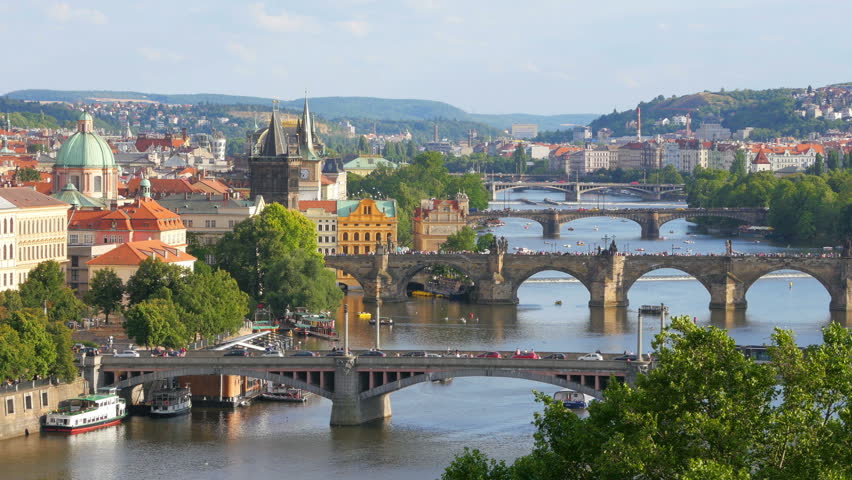 Cityscape And Rooftops And Urban Landscape In Prague, Czech Republic 