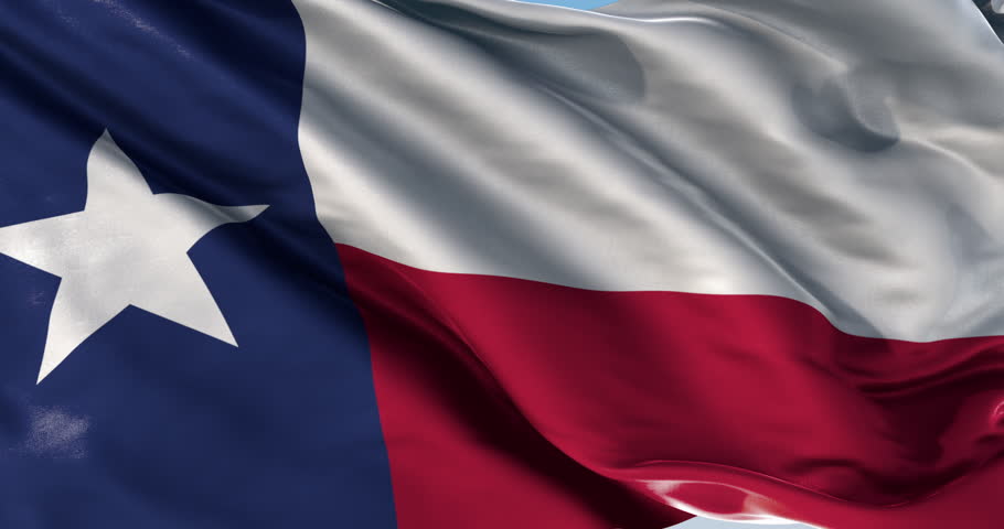 Flag Of Texas 'The Lone Star Flag' Waving In The Wind. Seamless Looping ...