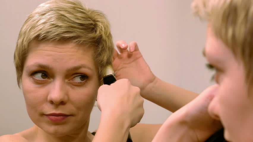 Pretty Blond Short Hair Woman Stock Footage Video 100 Royalty