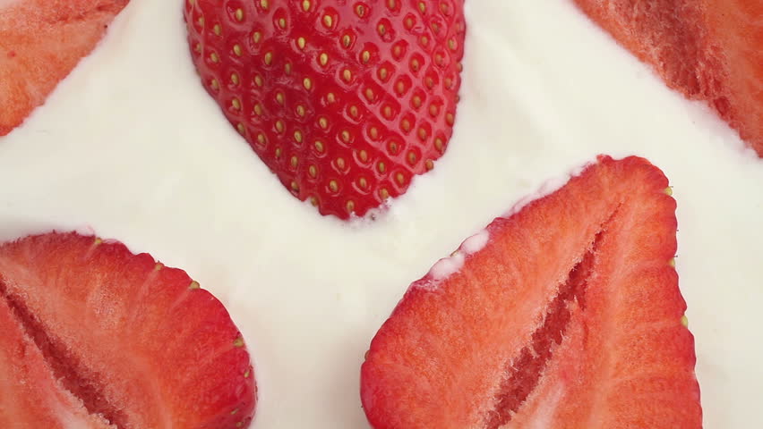 Cream Cake And Fruits Served On White Plate Stock Footage Video 3151129 ...