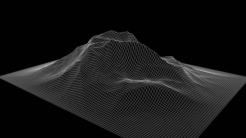 3D Wireframe Hologram Landscape Mountain In Motion Stock Footage Video ...