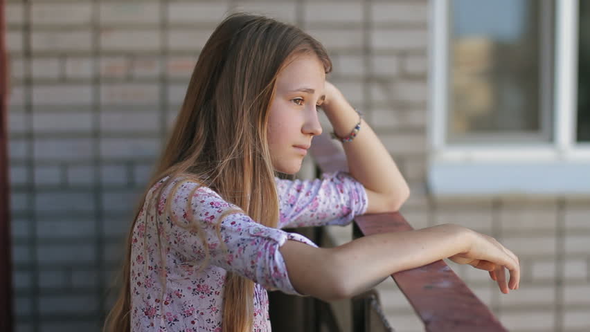 Stock Video Of Unhappy Teenager Girl At Home Balcony 18869894