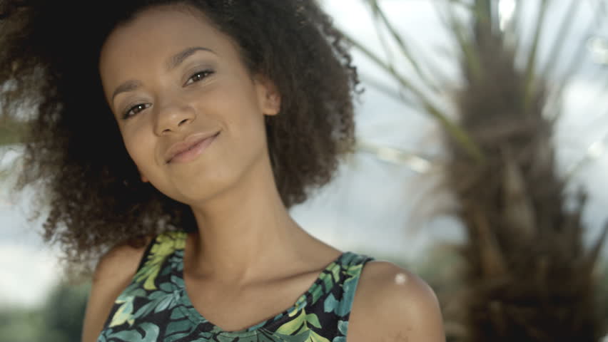 Portrait Of Beautiful Teenage Afro Stock Footage Video