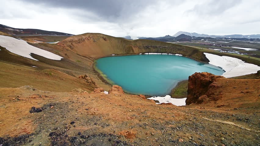 Beautiful Turquoise  Color Lake  Crater  Located In The 