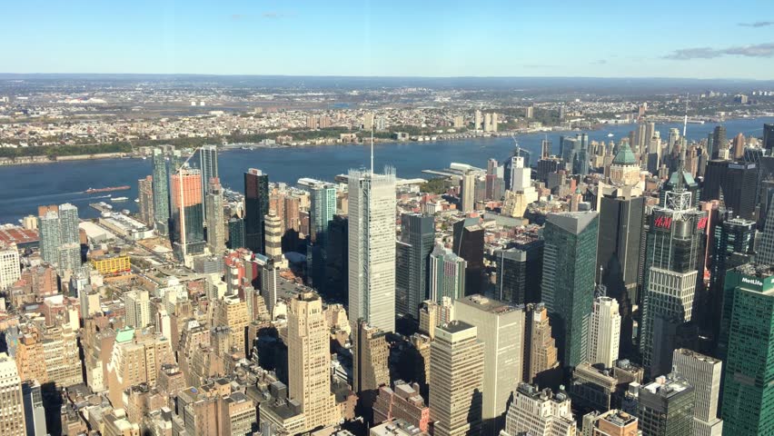 Aerial View Of The Financial District. Famous Skyscrapers In Lower ...