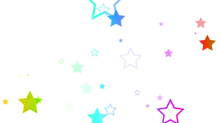 Dynamic Graphic Animation Of Random Colored Stars On A White Background