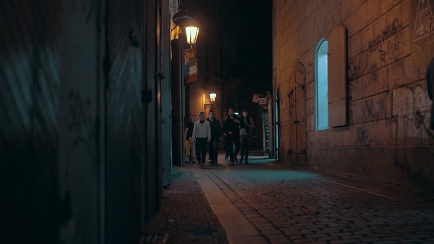 Man Walking Through An Alleyway Or Narrow Cobbled Street. Stock Footage ...